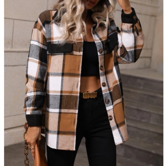 Plaid button down coat - Picture 2 of 6